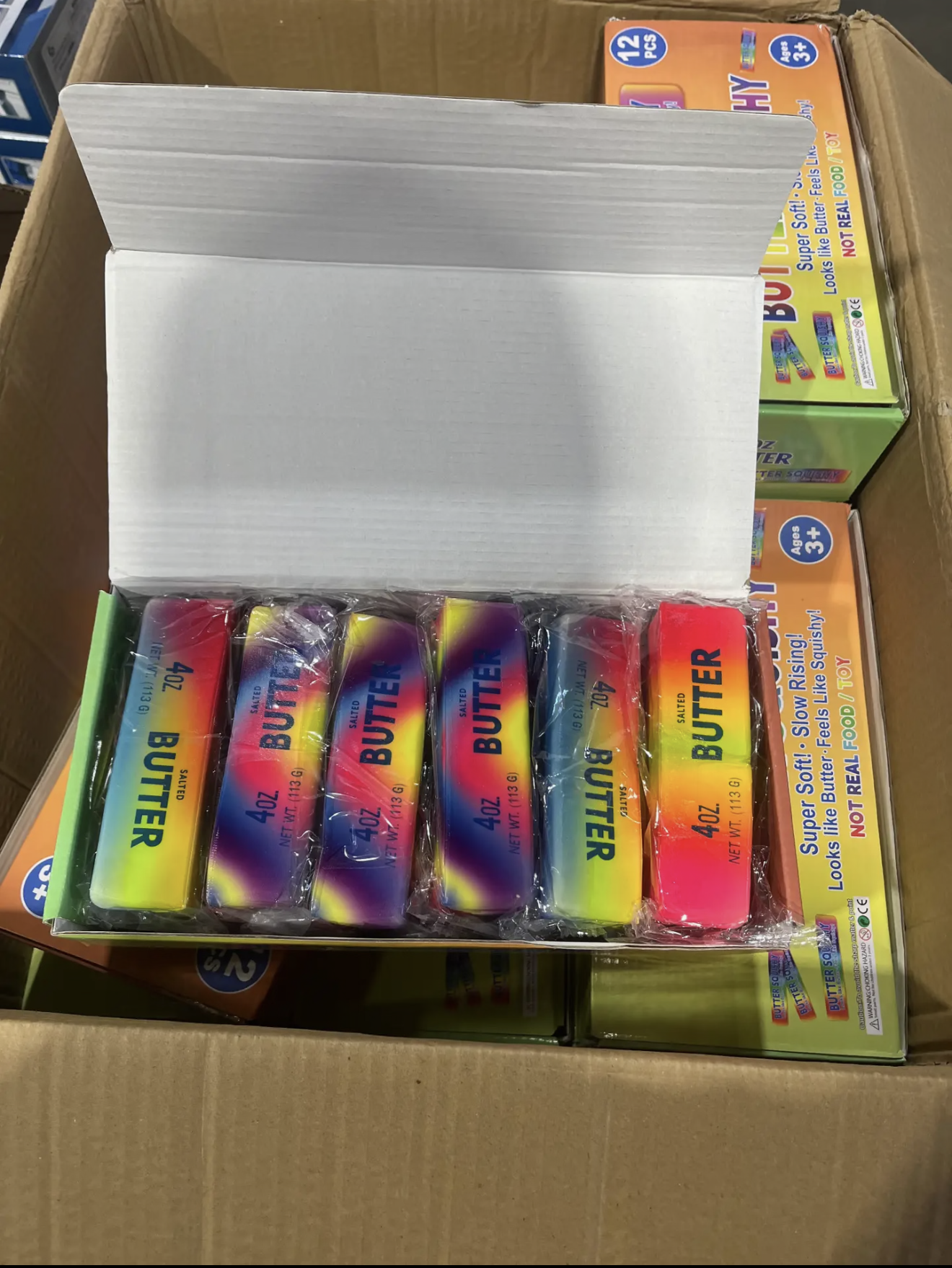 Squishy Butter Toy – Rainbow Edition (4oz)