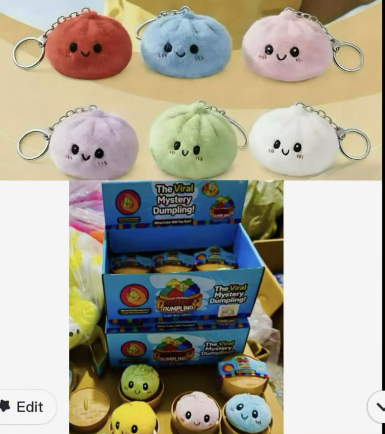 Fluffy Mystery Dumpling Keychain Plush – Surprise Color Collectible